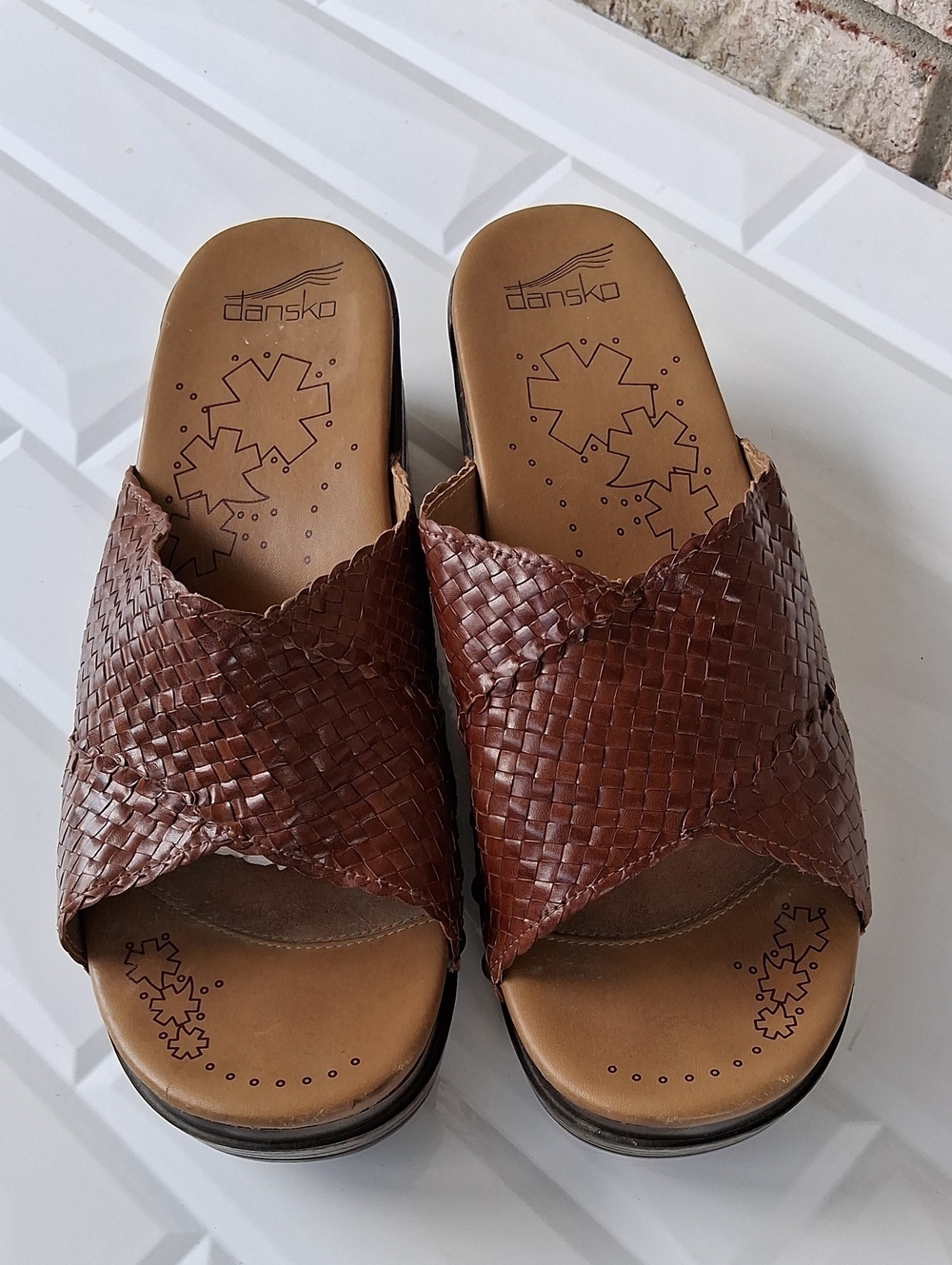 Dansko Brown Woven Leather Slide Mules